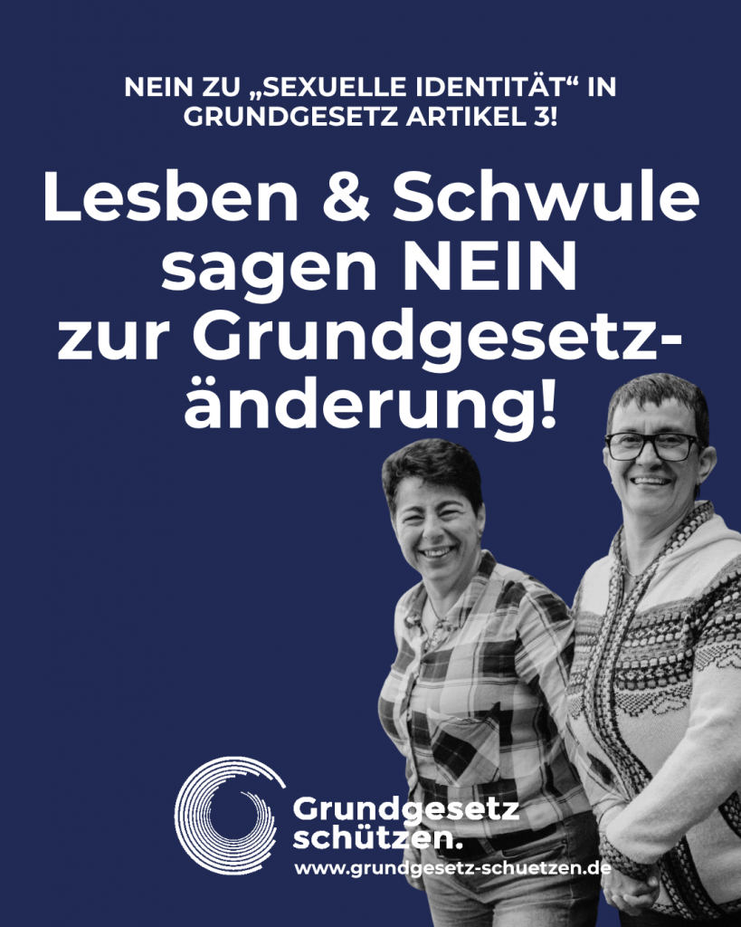 Social-Media-Kachel: Lesben und Schwule sagen NEIN zur Grundgesetzänderung!